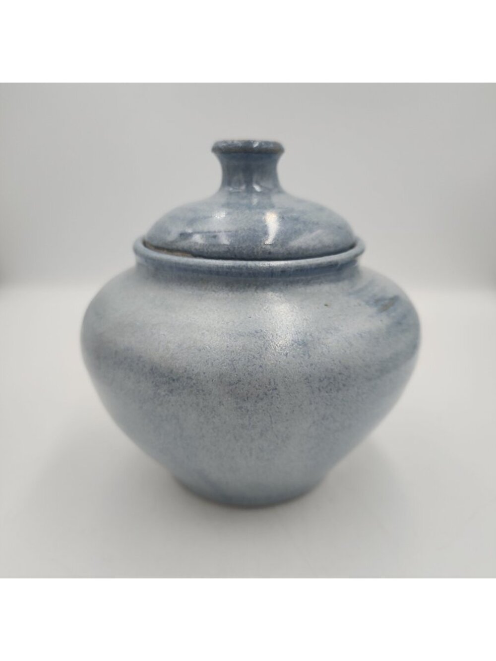 Studio Pottery Blue speckled Food Canister Jar Earth Tone Lid Bowl Stoneware